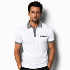 Kortärmad pikétröja för herr med mönstrade detaljer-Shirts for men-Fjallbarn