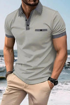Kortärmad pikétröja för herr med mönstrade detaljer-Shirts for men-Fjallbarn