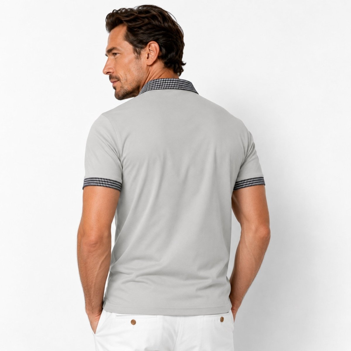 Kortärmad pikétröja för herr med mönstrade detaljer-Shirts for men-Fjallbarn