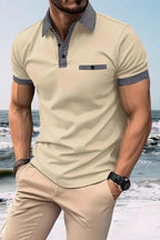 Kortärmad pikétröja för herr med mönstrade detaljer-Shirts for men-Fjallbarn