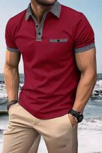 Kortärmad pikétröja för herr med mönstrade detaljer-Shirts for men-Fjallbarn