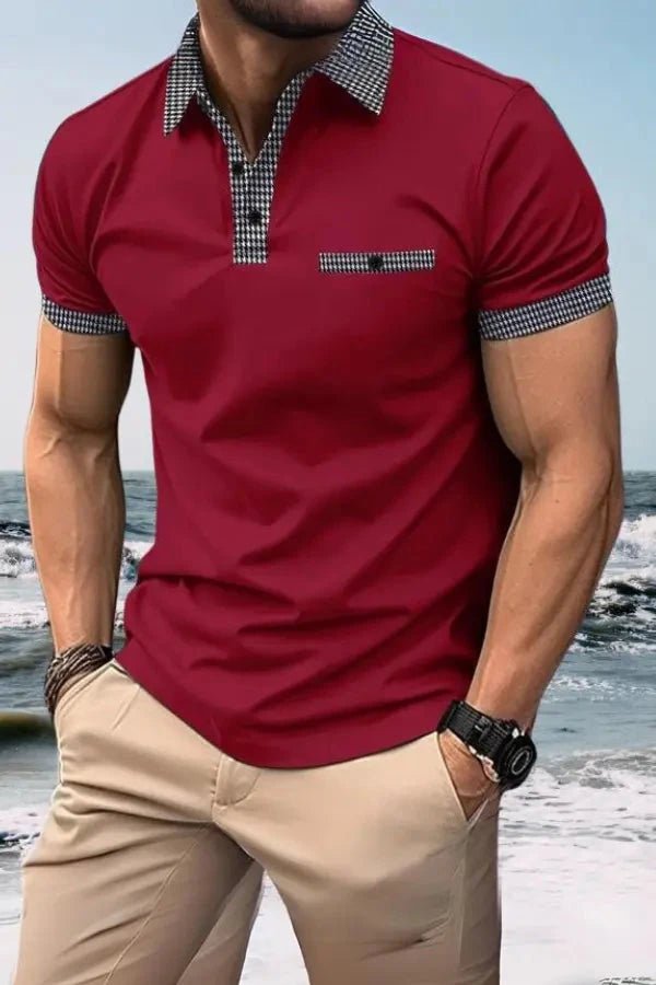 Kortärmad pikétröja för herr med mönstrade detaljer-Shirts for men-Fjallbarn
