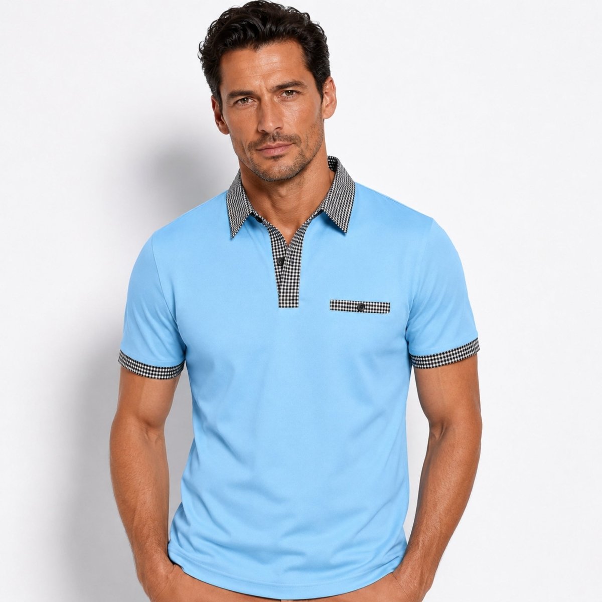 Kortärmad pikétröja för herr med mönstrade detaljer-Shirts for men-Fjallbarn