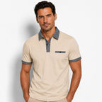 Kortärmad pikétröja för herr med mönstrade detaljer-Shirts for men-Fjallbarn