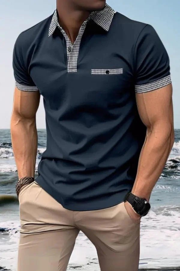 Kortärmad pikétröja för herr med mönstrade detaljer-Shirts for men-Fjallbarn