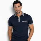 Kortärmad pikétröja för herr med mönstrade detaljer-Shirts for men-Fjallbarn