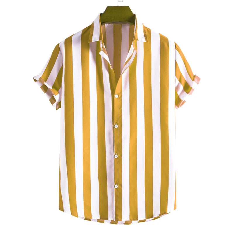 Kortärmad randig skjorta för herr-Shirts for men-Fjallbarn
