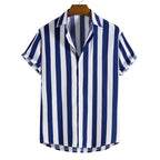Kortärmad randig skjorta för herr-Shirts for men-Fjallbarn