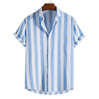 Kortärmad randig skjorta för herr-Shirts for men-Fjallbarn