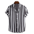 Kortärmad randig skjorta för herr-Shirts for men-Fjallbarn
