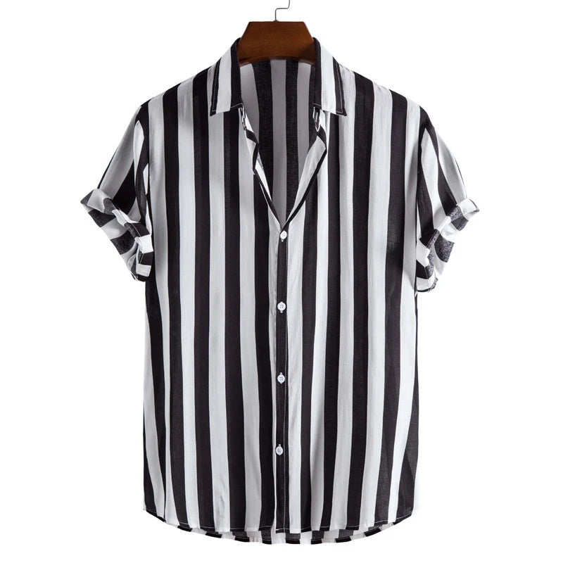 Kortärmad randig skjorta för herr-Shirts for men-Fjallbarn