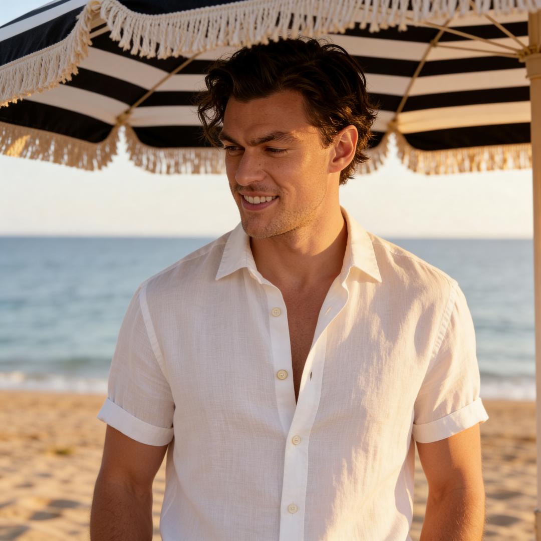 Kortärmad skjorta med knappar för herrar-Shirts for men-Fjallbarn
