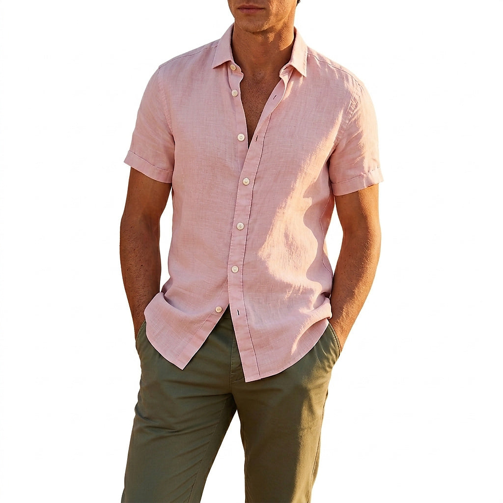 Kortärmad skjorta med knappar för herrar-Shirts for men-Fjallbarn