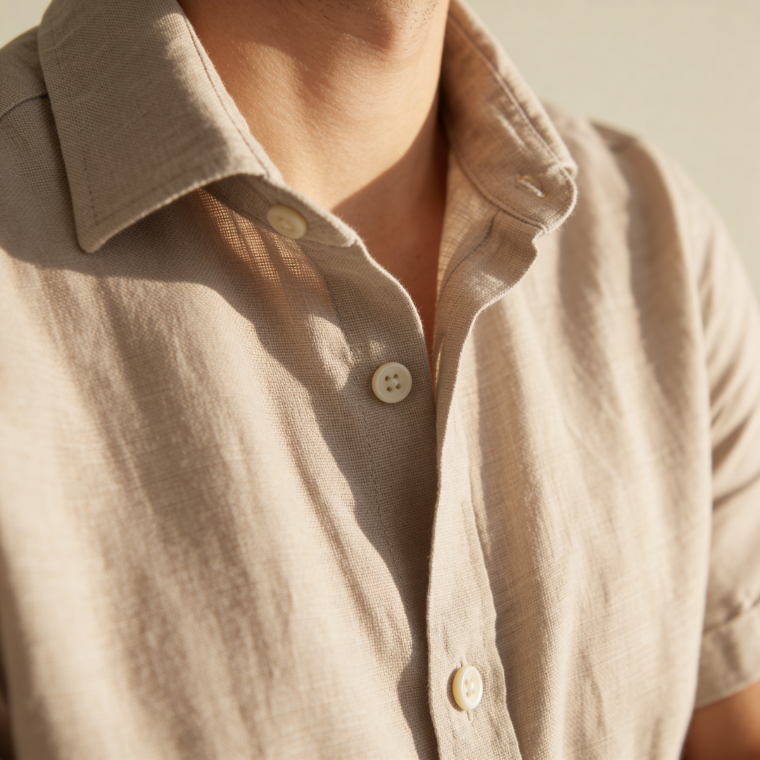 Kortärmad skjorta med knappar för herrar-Shirts for men-Fjallbarn