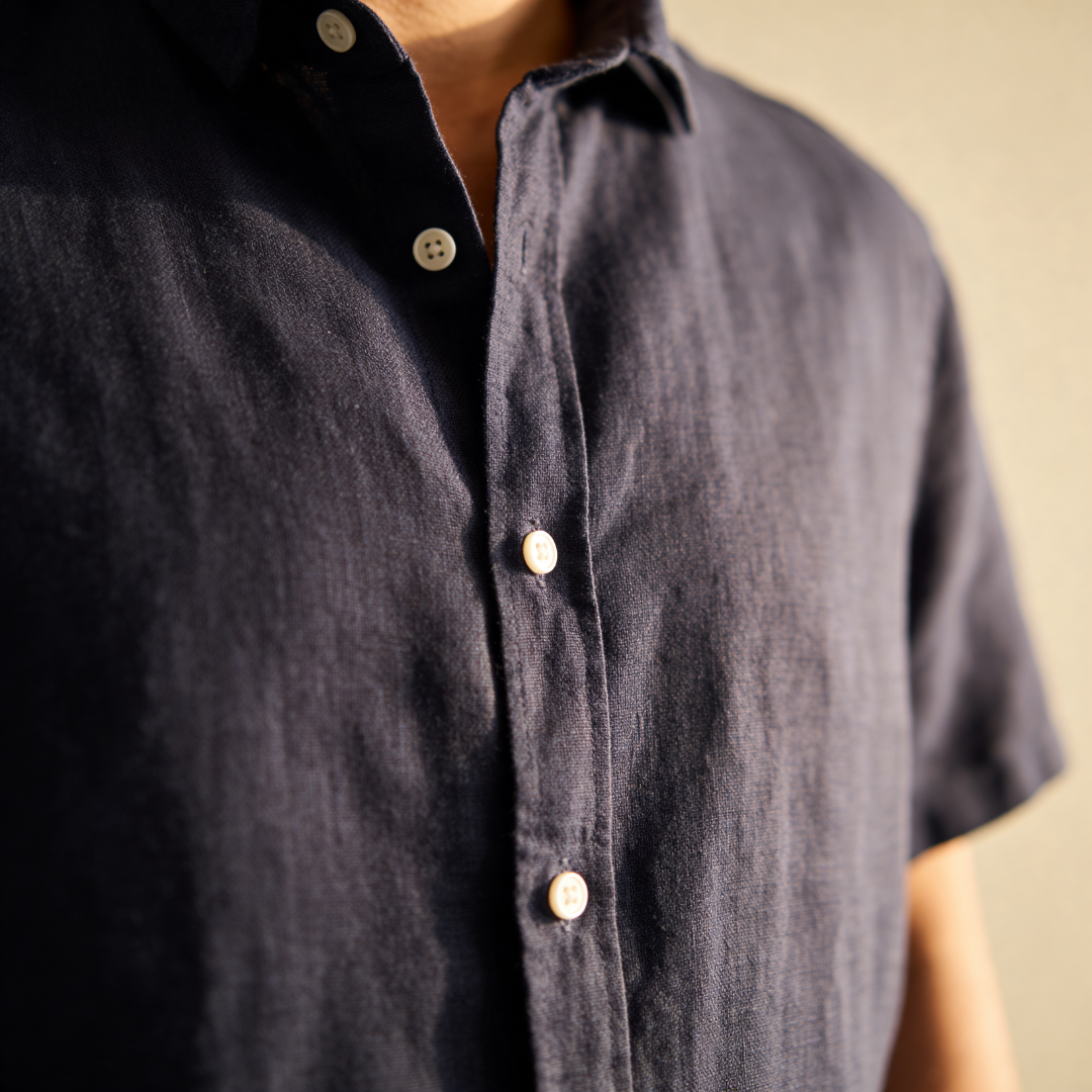 Kortärmad skjorta med knappar för herrar-Shirts for men-Fjallbarn