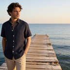 Kortärmad skjorta med knappar för herrar-Shirts for men-Fjallbarn