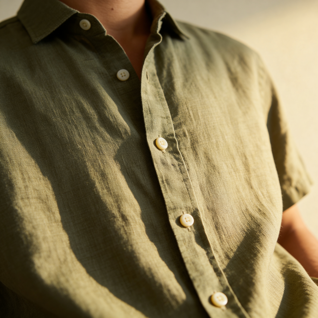 Kortärmad skjorta med knappar för herrar-Shirts for men-Fjallbarn