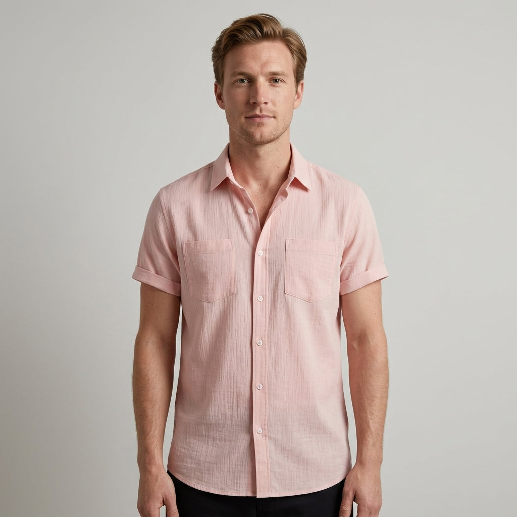 Kortärmad skjorta med knappar för herrar-Shirts for men-Fjallbarn