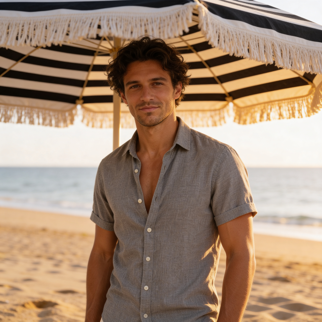 Kortärmad skjorta med knappar för herrar-Shirts for men-Fjallbarn
