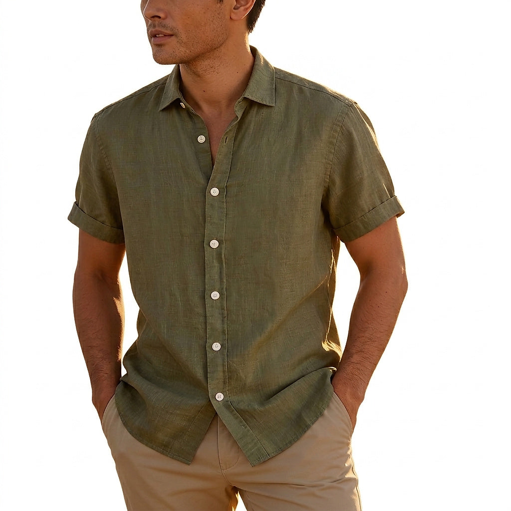 Kortärmad skjorta med knappar för herrar-Shirts for men-Fjallbarn