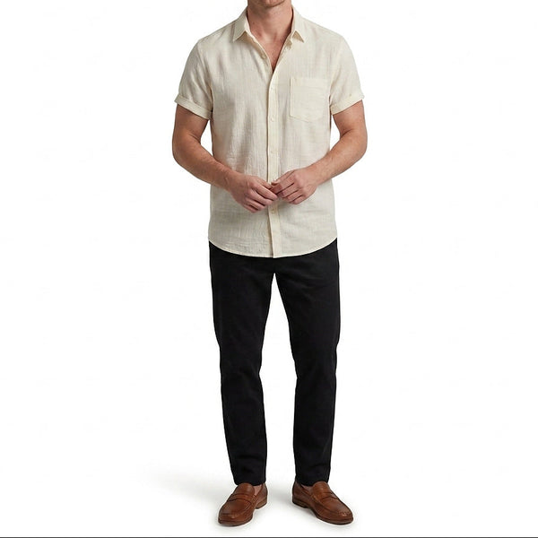 Kortärmad skjorta med knappar för herrar-Shirts for men-Fjallbarn