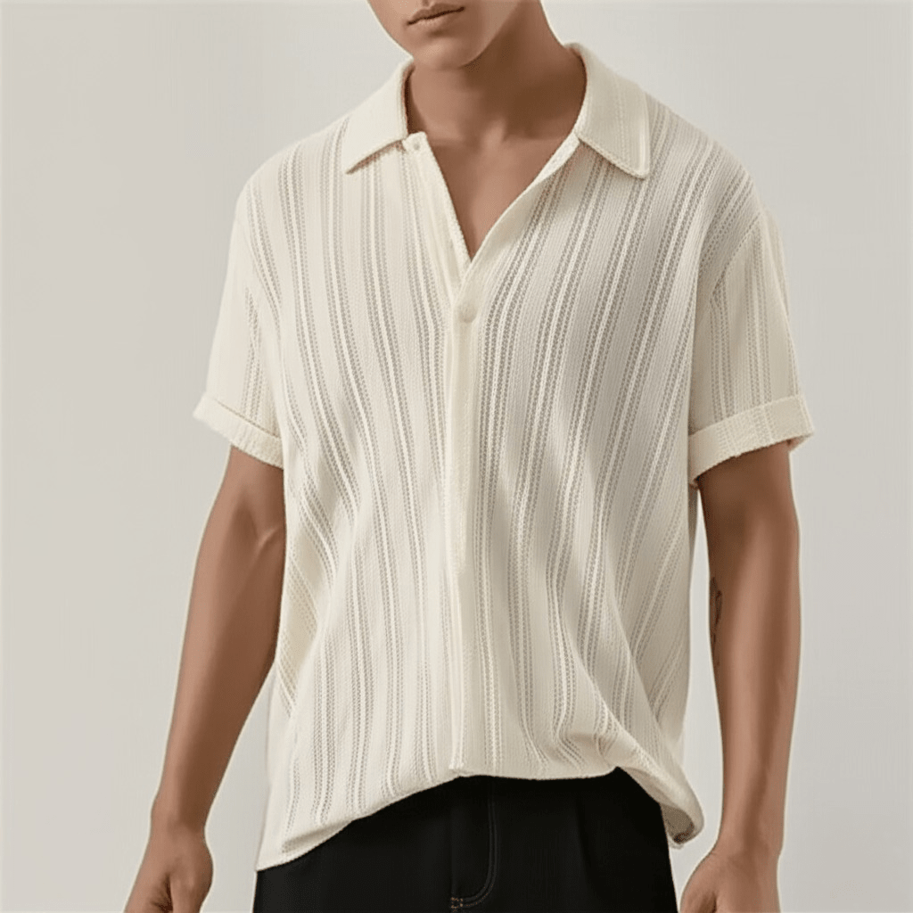 Kortärmad skjorta med knappar för män-Shirts for men-Fjallbarn