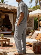 Kortärmad skjorta och vida byxor för herr-Sets for Men-Fjallbarn