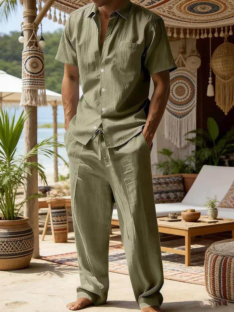 Kortärmad skjorta och vida byxor för herr-Sets for Men-Fjallbarn