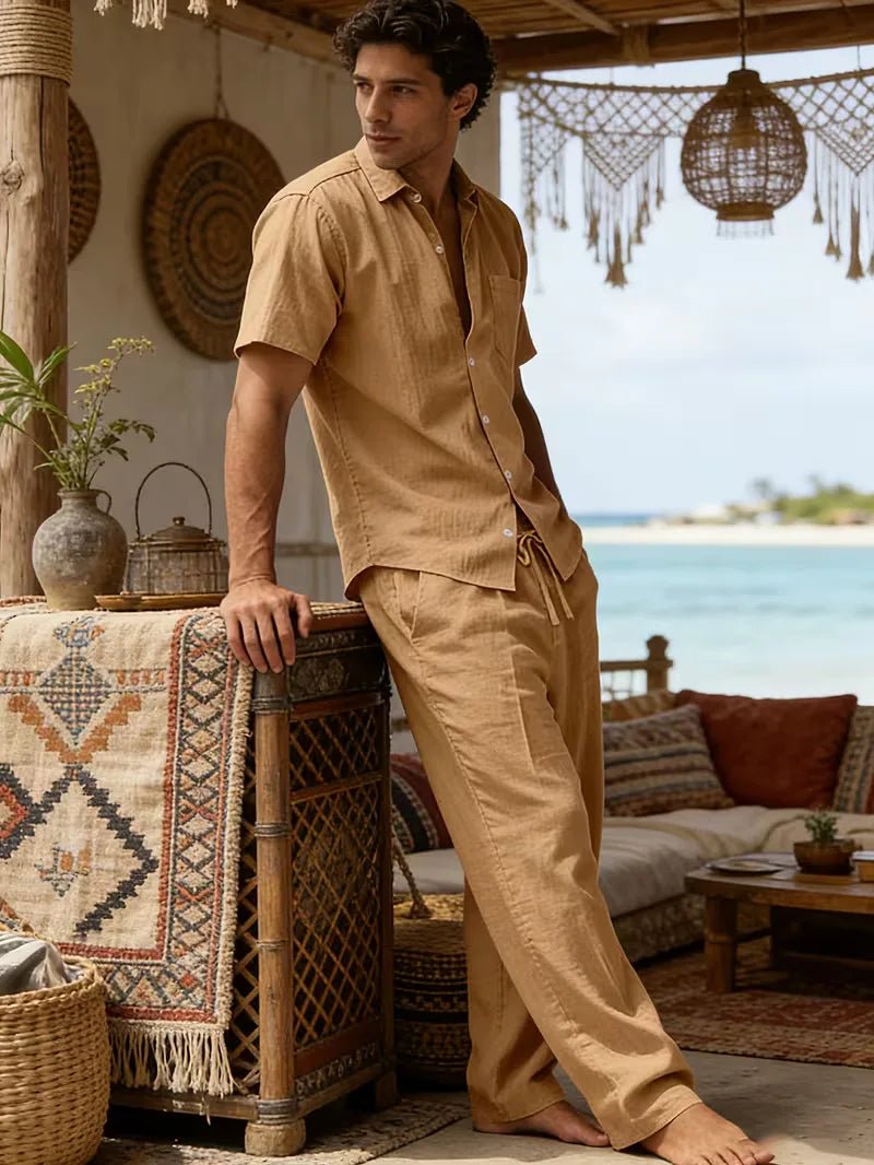 Kortärmad skjorta och vida byxor för herr-Sets for Men-Fjallbarn