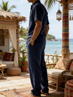 Kortärmad skjorta och vida byxor för herr-Sets for Men-Fjallbarn