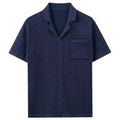 Kortärmad strukturstickad pikétröja för herr-Shirts for men-Fjallbarn