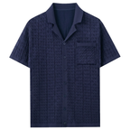 Kortärmad strukturstickad pikétröja för herr-Shirts for men-Fjallbarn