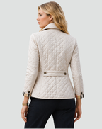 Kviltad jacka med knappar fram och rutiga muddar för dam-Jacket for women-Fjallbarn