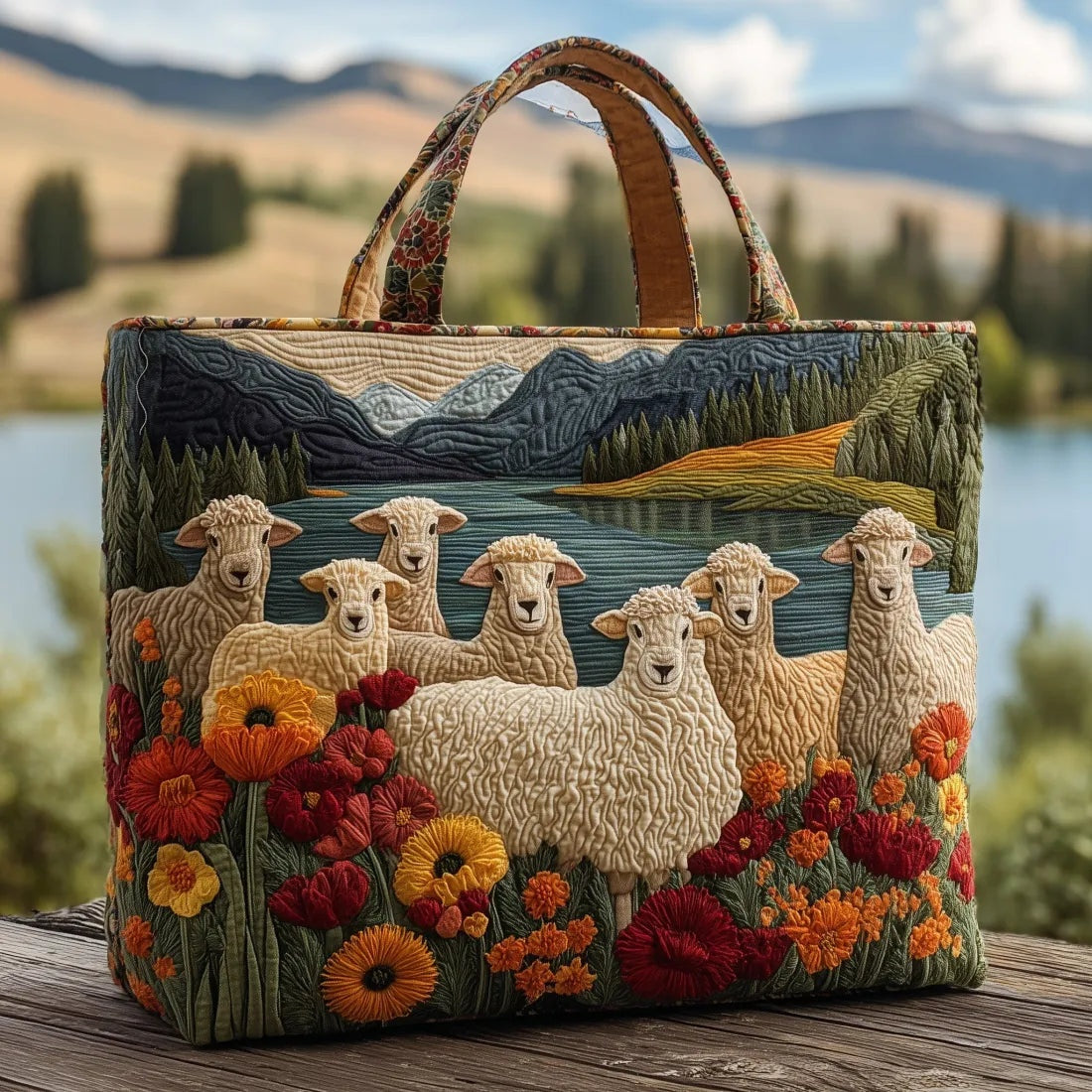 Kviltad tygväska för dam med pianomotiv-Accessories for Women-Fjallbarn