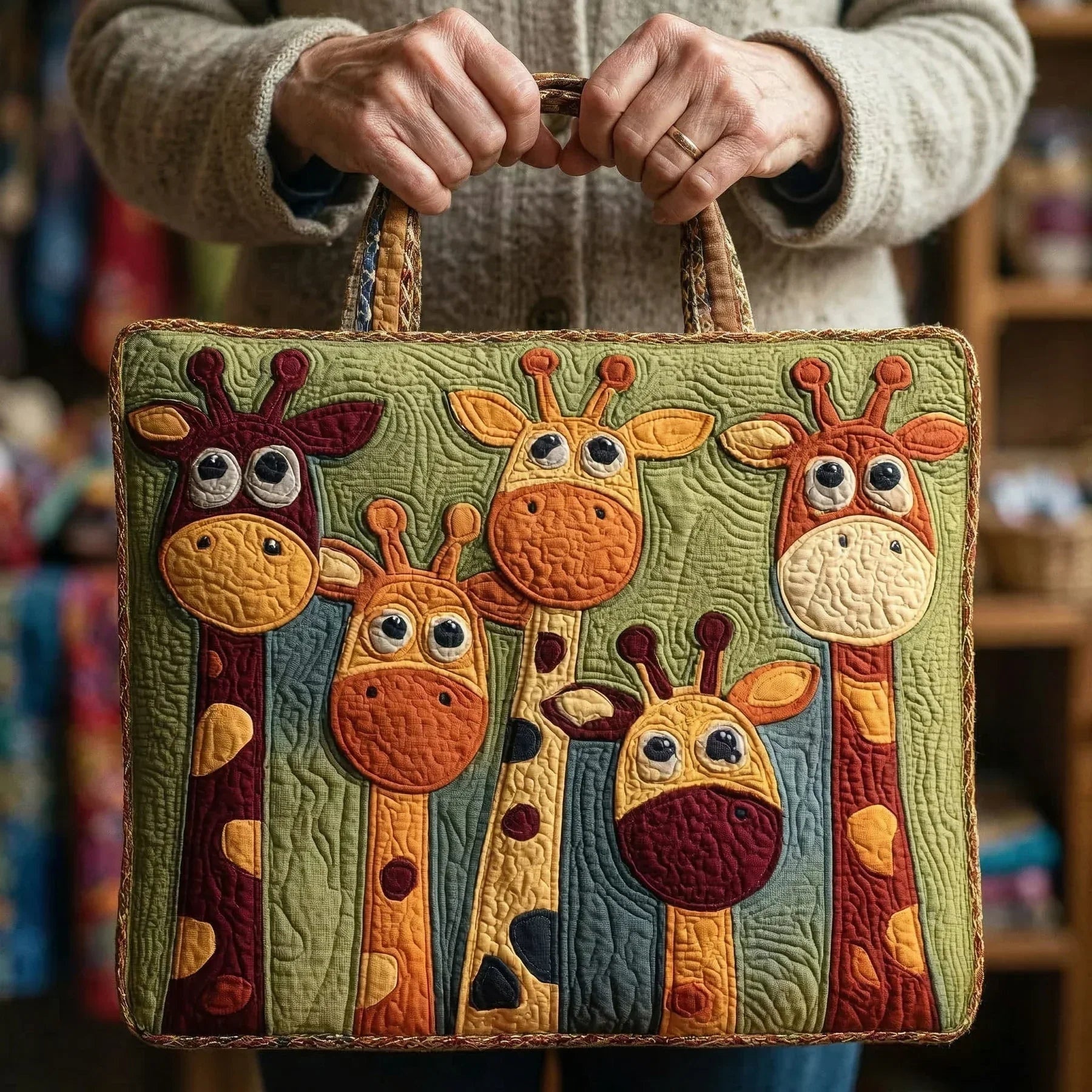 Kviltad tygväska för dam med pianomotiv-Accessories for Women-Fjallbarn