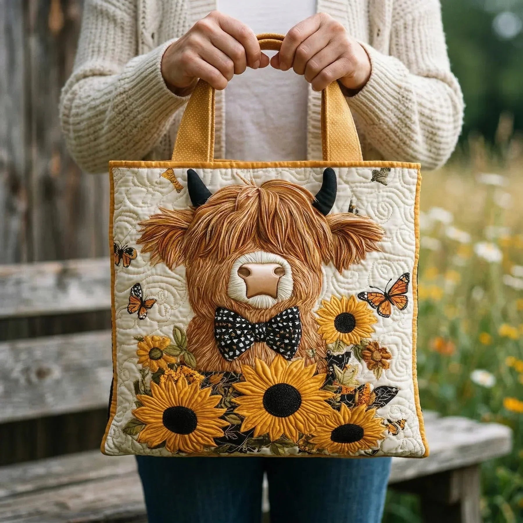 Kviltad tygväska för dam med pianomotiv-Accessories for Women-Fjallbarn
