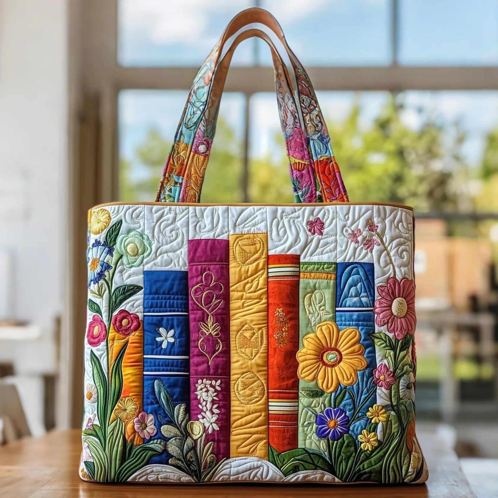 Kviltad tygväska för dam med pianomotiv-Accessories for Women-Fjallbarn