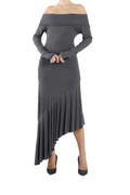 Kvinna off-shoulder midiklänning med långa ärmar och asymmetrisk nederdel-Midi Dress-Fjallbarn