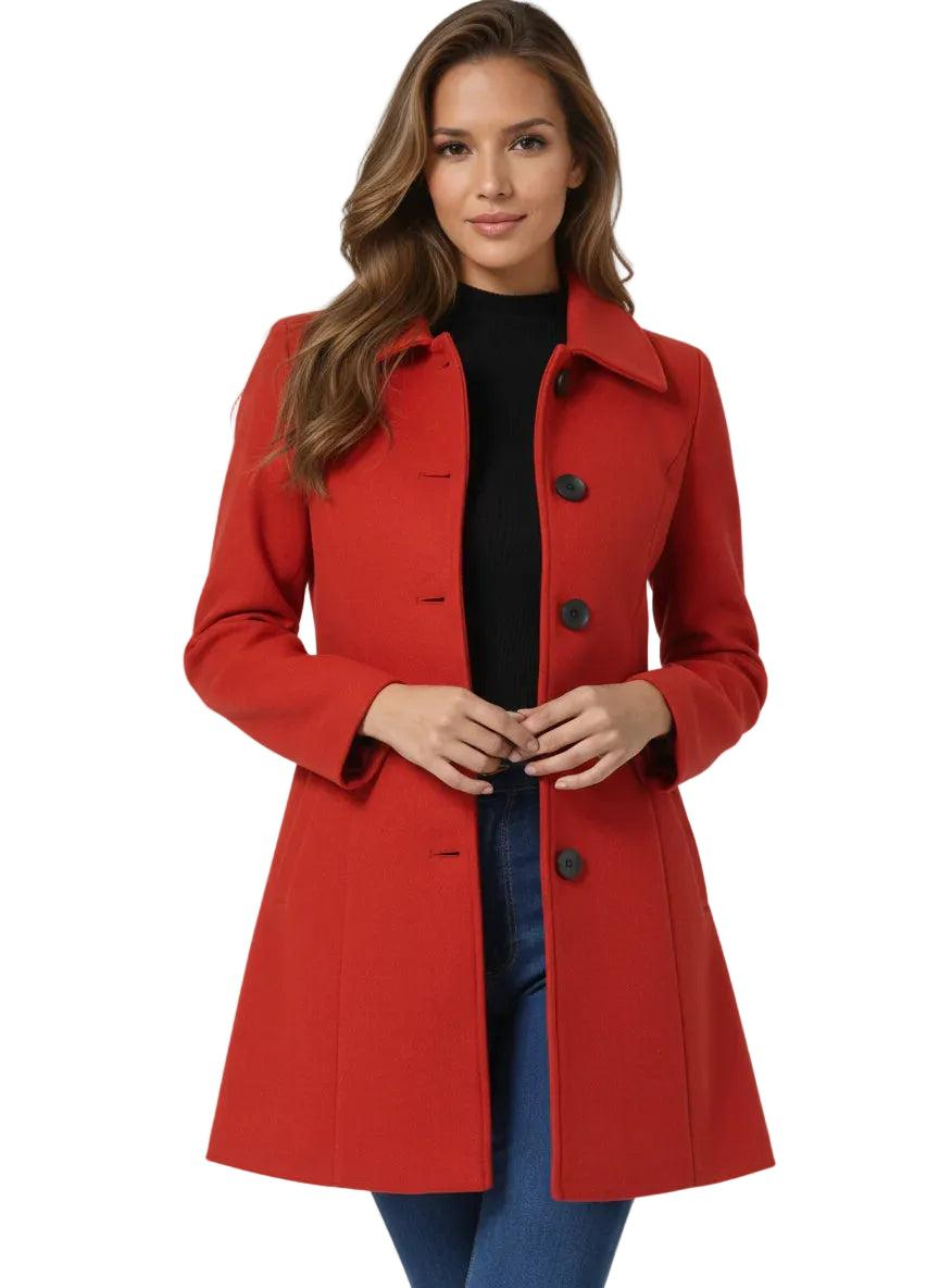 Kvinnor Kappa med Knäppning och Krage-Coat for women-Fjallbarn
