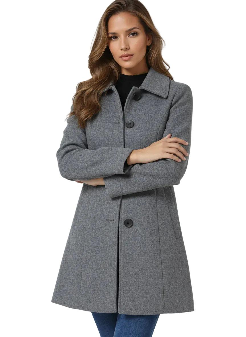 Kvinnor Kappa med Knäppning och Krage-Coat for women-Fjallbarn