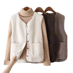 Kvinnors ärmlös väst med knappstängning och påsydda fickor-Vests for Women-Fjallbarn