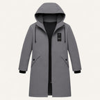 Lång huvjacka för män med dragsko och dragkedja fram-Jackets for men-Fjallbarn