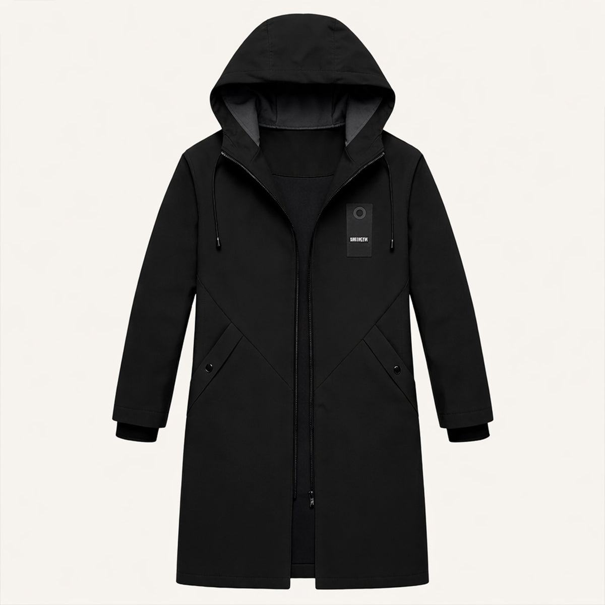 Lång huvjacka för män med dragsko och dragkedja fram-Jackets for men-Fjallbarn