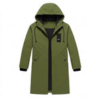 Lång huvjacka för män med dragsko och dragkedja fram-Jackets for men-Fjallbarn