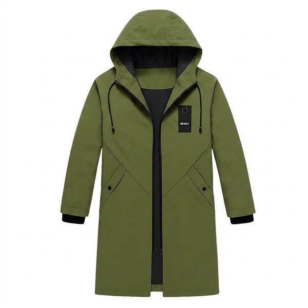 Lång huvjacka för män med dragsko och dragkedja fram-Jackets for men-Fjallbarn