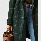 Lång kappa med rutigt mönster för dam-Coats for women-Fjallbarn