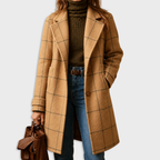 Lång kappa med rutigt mönster för dam-Coats for women-Fjallbarn