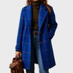 Lång kappa med rutigt mönster för dam-Coats for women-Fjallbarn
