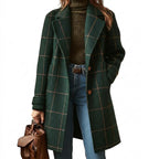 Lång kappa med rutigt mönster för dam-Coats for women-Fjallbarn