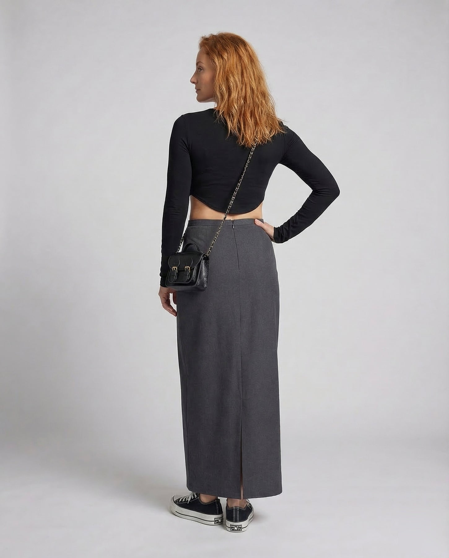Lång kjol för dam med hög midja och rak form-Skirt for women-Fjallbarn